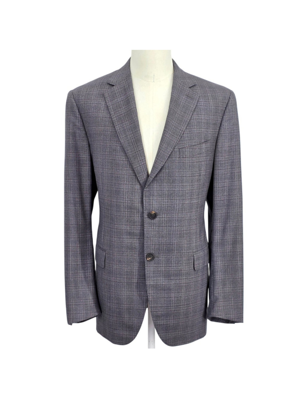 Pal Zileri 56L Super 140s Wool Blazer Gray Plaid Made In Italy Sport Coat